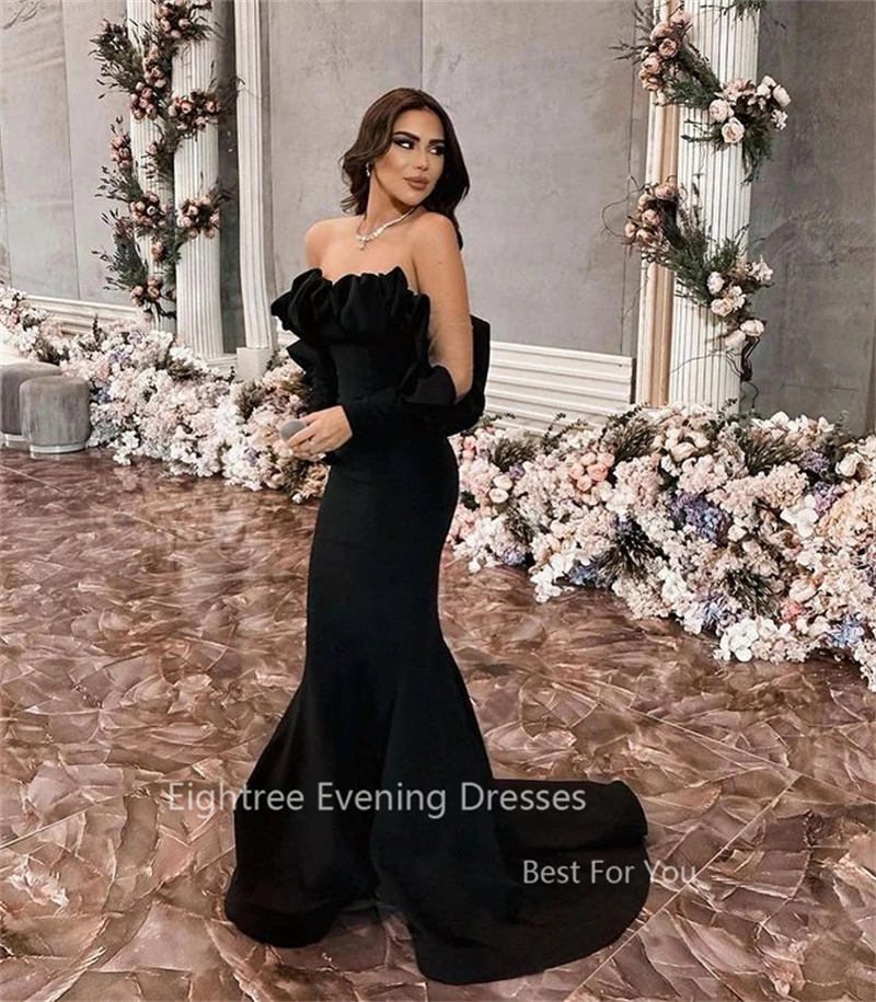 Eightree-Robe de soirée sirène noire pour femme, robes longues élégantes, Dubaï, invité de mariage, Arabie saoudite, luxe, 2024