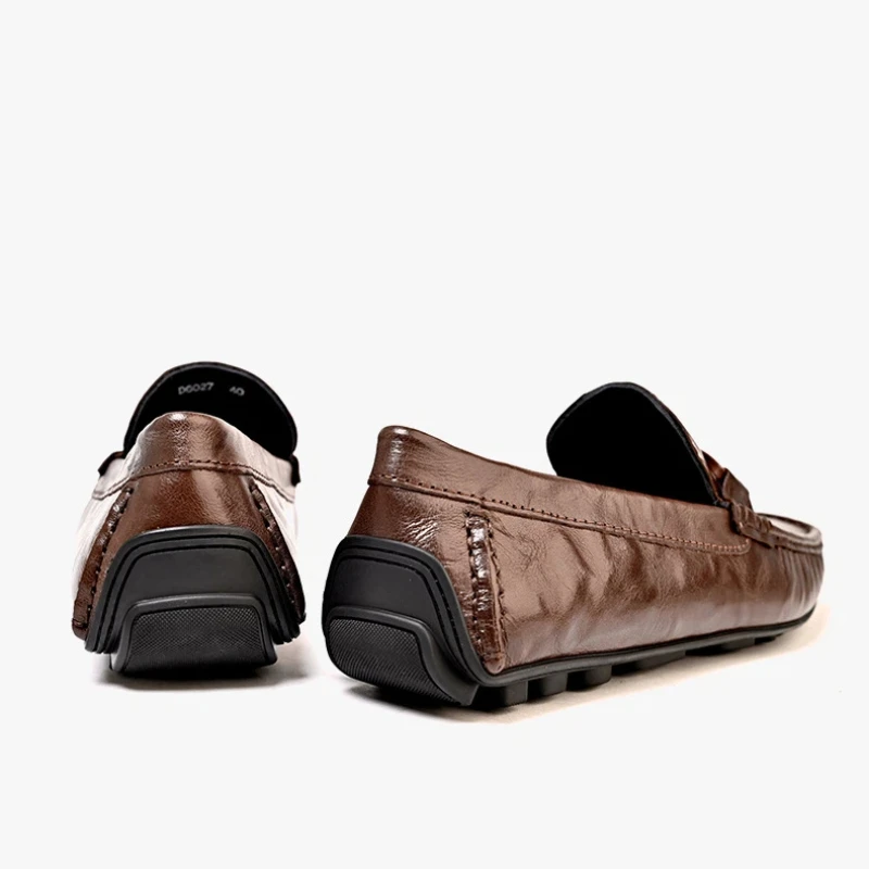 حذاء بدون كعب كاجوال للرجال من YETTIES، حذاء سهل الارتداء من الجلد الناعم الأصلي مع نعل بيبل، حذاء بدون كعب مريح للقيادة يسمح بالتهوية #6