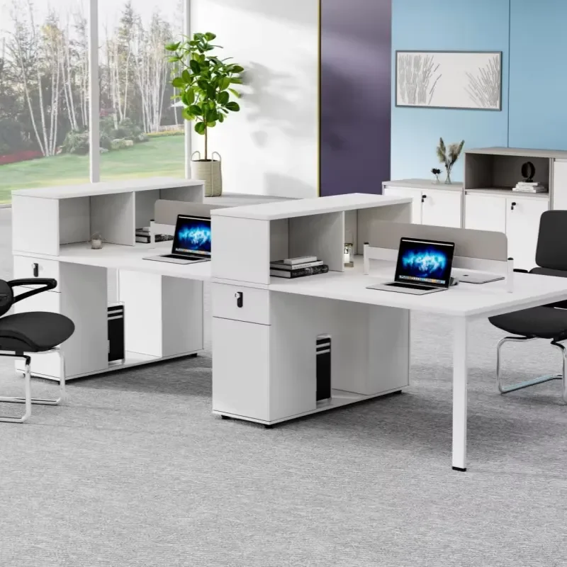 Solid Wood Durable Modern Modular Storage Office Workstation Desk for 2 Person Commercial Office School Use