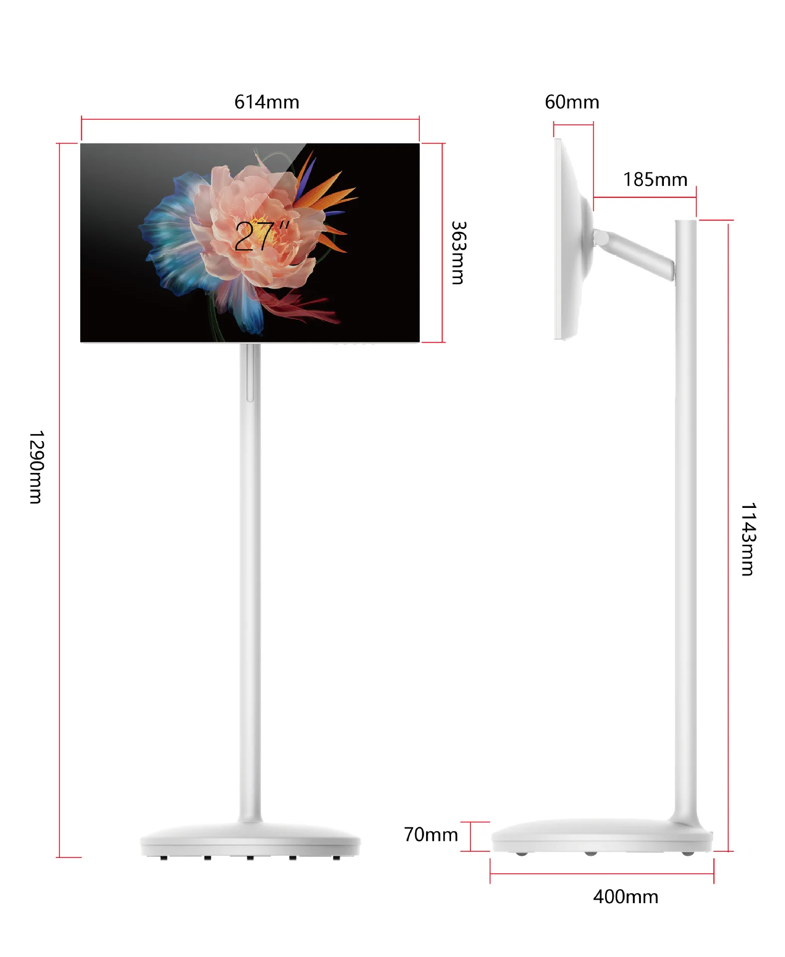23,8-inch draagbare Smart TV Alles-in-één multimedia beweegbaar scherm voor binnen Draadloos display met tekstfunctie
