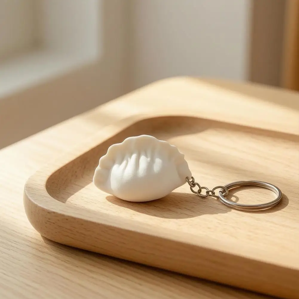 Dumpling Keychain Fidget Toy 3D Printed Food Keyring Funny Purse Bag Charm Cute Dumpling Pendant for Handbags Backpack