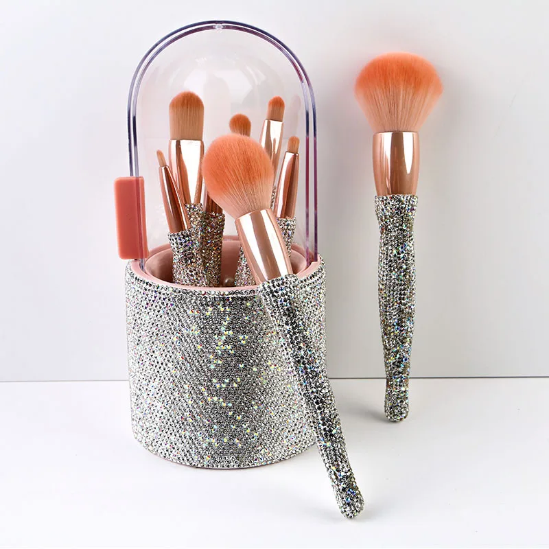 Makeup Brushes Set Professional Luxury Diamond Makeup Eyeshadow Blush Foundation 8 Pcs Brush Holder For Make-up