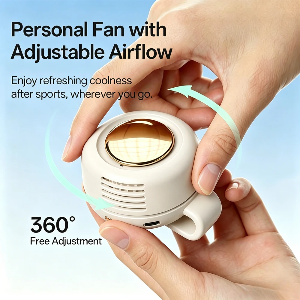 Portable Silent Mini Bladeless Fan Clip On Adjustable 3-Speed Suspended Whirlwind Fans For Outdoor & Travel & Office image 2