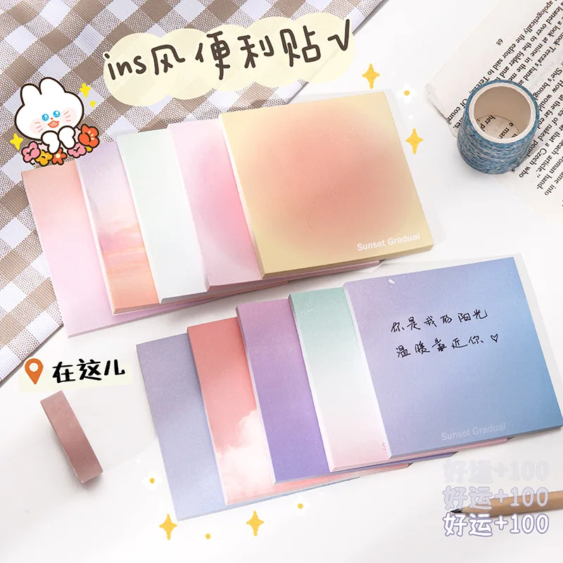 200pcs Korean Ins Cute Tearable Memo Sticky Note Aesthetic Memo Pad Student Office Accessories Kawaii Stationery Sticky Notes