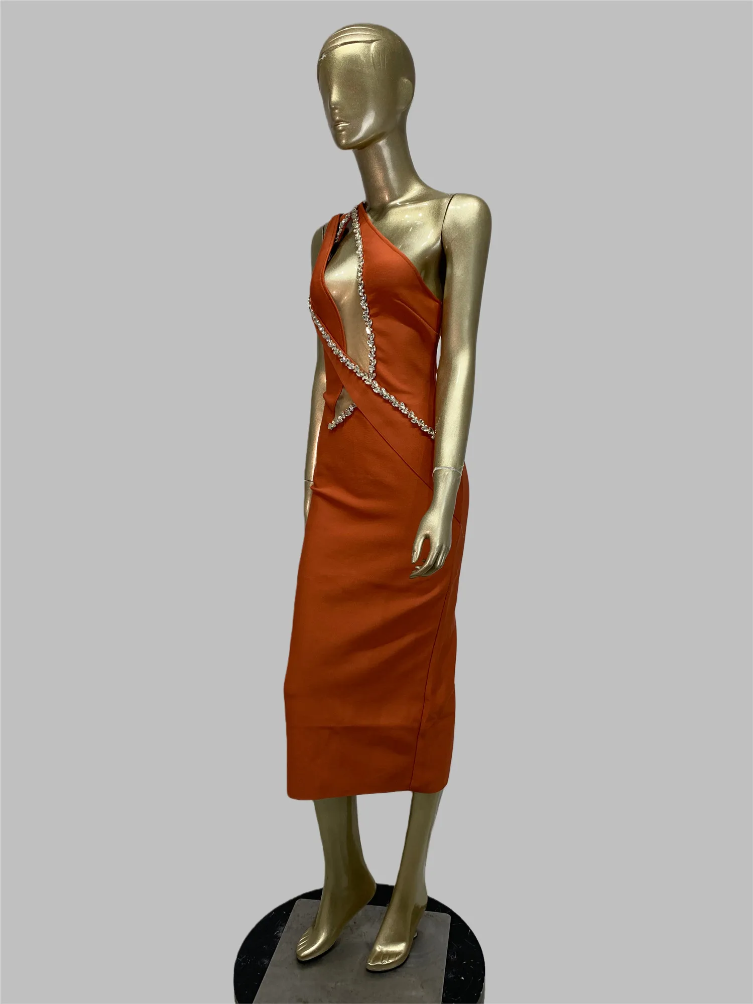 여성용 신상 디자이너 밴디지 드레스 크리스탈 컷아웃 튤 인세트 무릎 길이 바디콘 드레스 원피스 셀럽 이브닝 클럽 파티