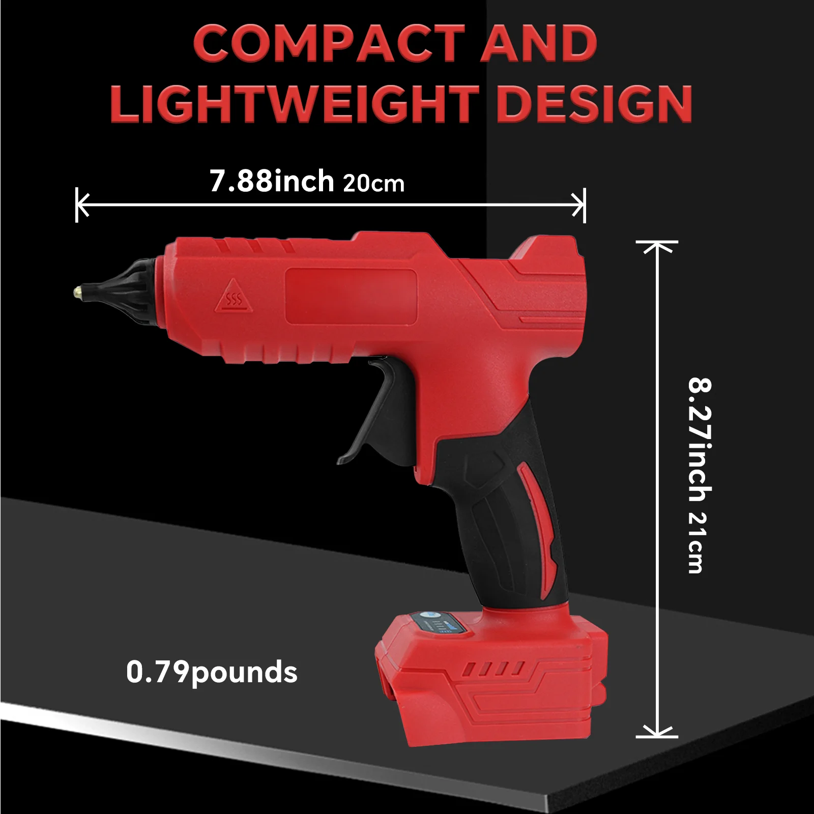 電動ホットメルトグルーガン-diy-200-°-c-多用途コードレスポータブル修理ツール-ミルウォーキー18vバッテリーピン用接着剤ロッド10本付き