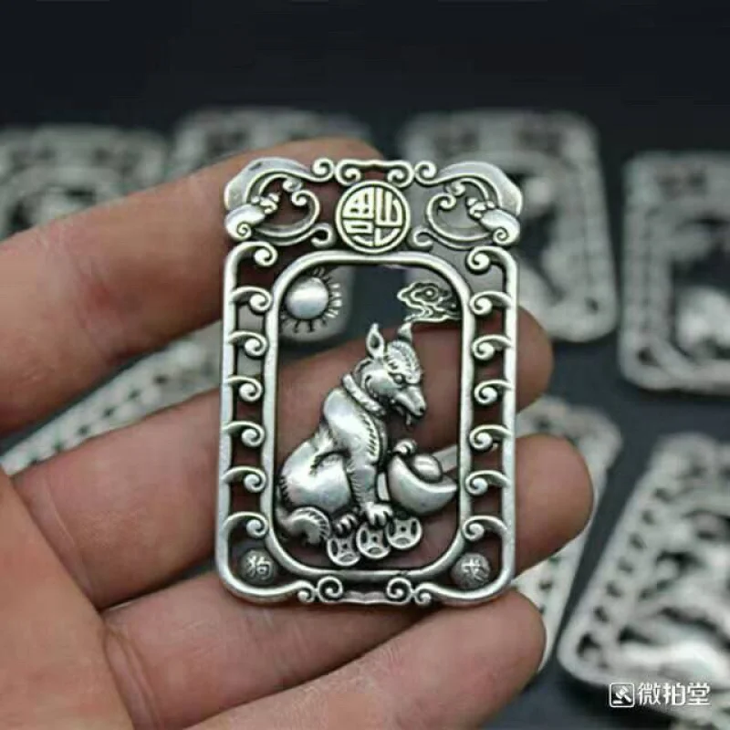 Antique White Copper Hollow out Twelve Zodiac Brand Pendant Copper Waist Tag Pendant Wholesale