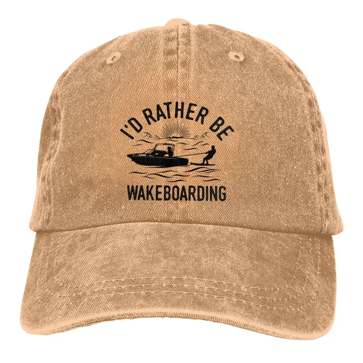 Id Rather Be Wakeboarding Casquette Peaked Cap Water Sports Sun Shade Cotton Hats for Men Women