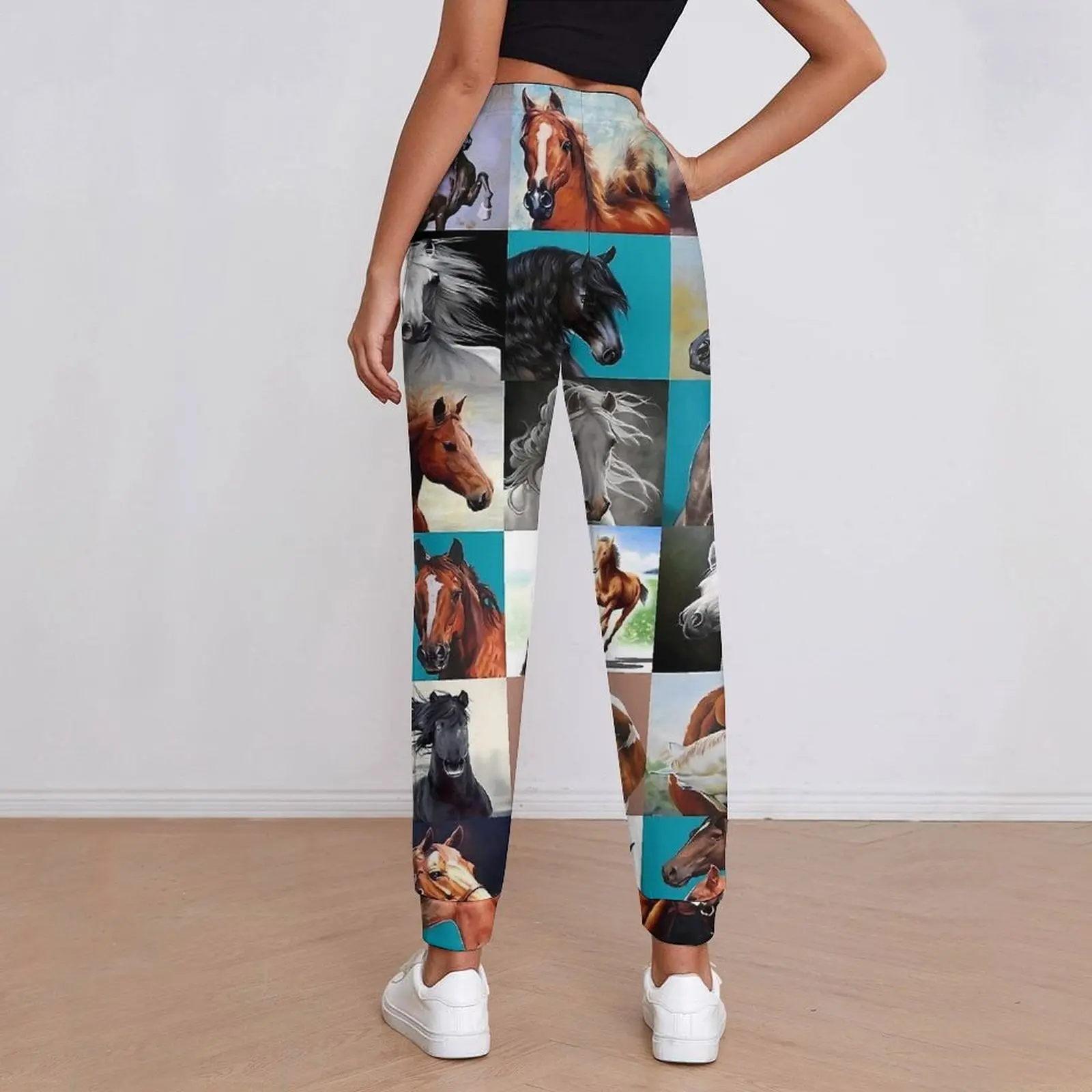 Horse Blanket Jogger Pants Women Vintage Print Y2K Sweatpants Autumn Elegant Graphic Trousers Big Size