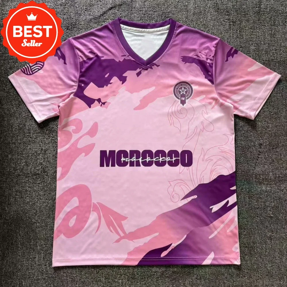 

2526 Morocco Pre Match Training Jersey Short Sleeved Football Shirt Summer Sports 3D Printed T-shirt Men's Children's Jersey