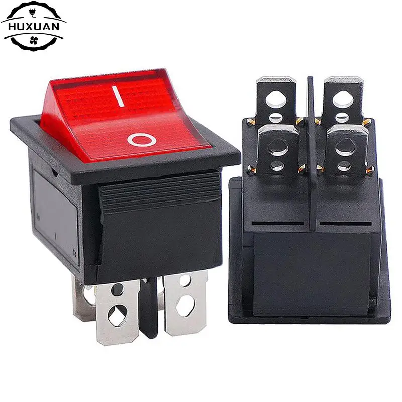 2pcs KCD4 Rocker Switch ON-OFF 2 Position 4 Pins Electrical equipment With Light Power Switch 16A 250VAC KCD4-201 4P 16A/250V