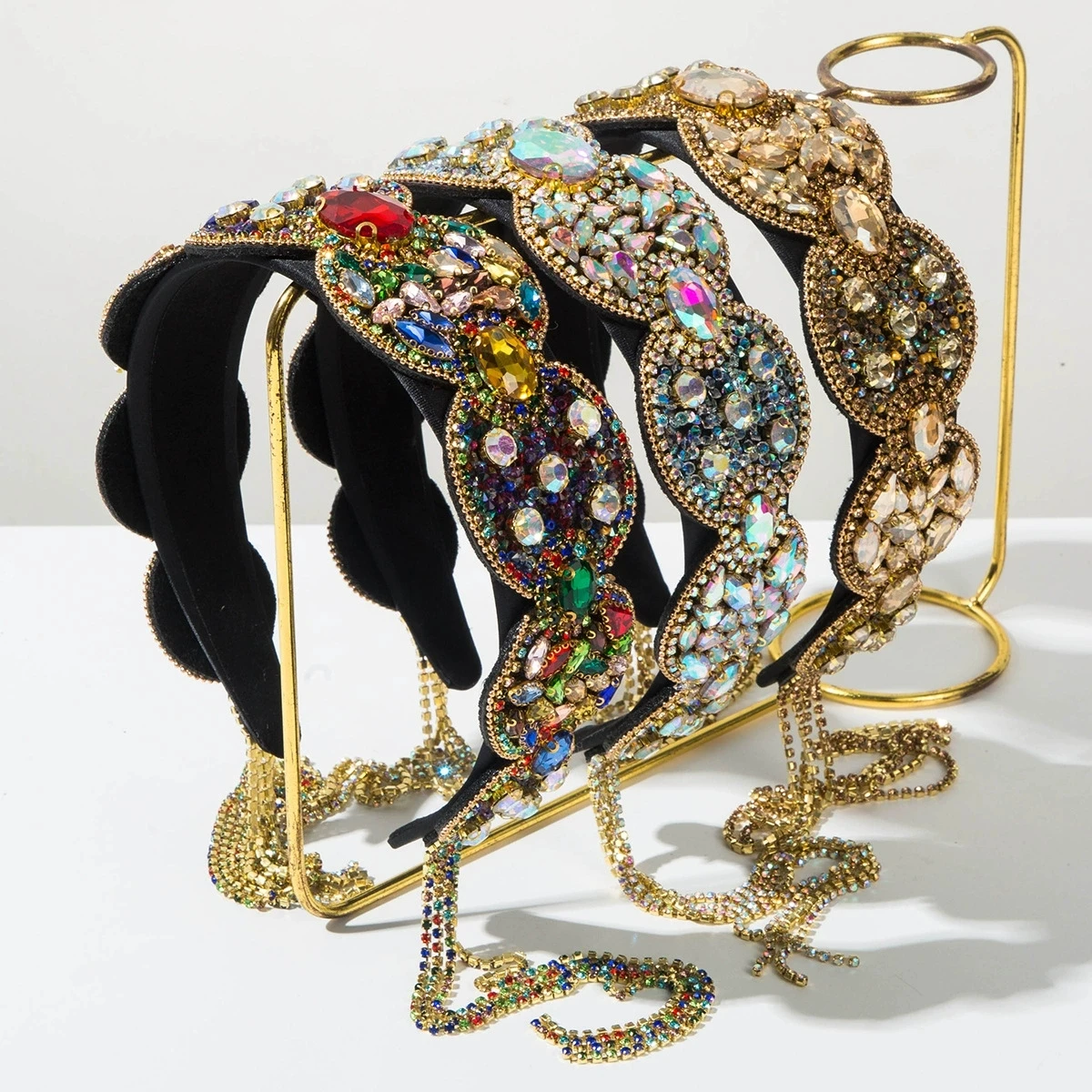 

Diamond Coffee Multicolor Hair Hoop Hairband Romantic Valentine's Day Headband Party Headwear Crystal Tassel Hair Hoop