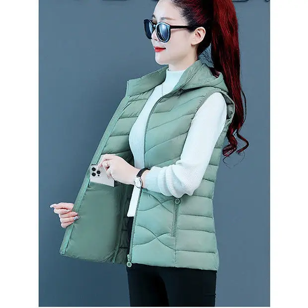 Woman Vest Autumn Winter Warm Down Cotton Vests Female Thick Removable Hooded Waistcoat Women\'s Sleeveless Jacket Vest Coat