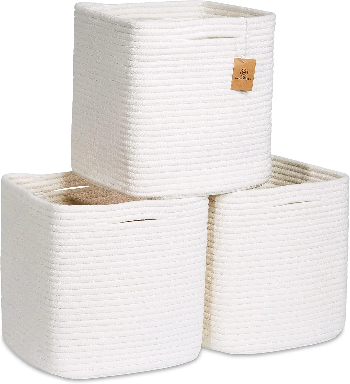 

Cotton Rope Storage Baskets 11 Inch Set of 3 for Nursery Closet Toy Organizer