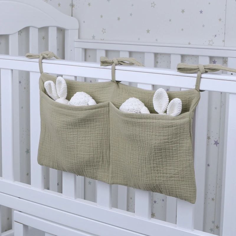 Baby Bedside Storage Bag Baby Crib Organizer Hanging Bag for Baby Multi-Purpose Newborn Bed Hanging Diaper Toy Tissue