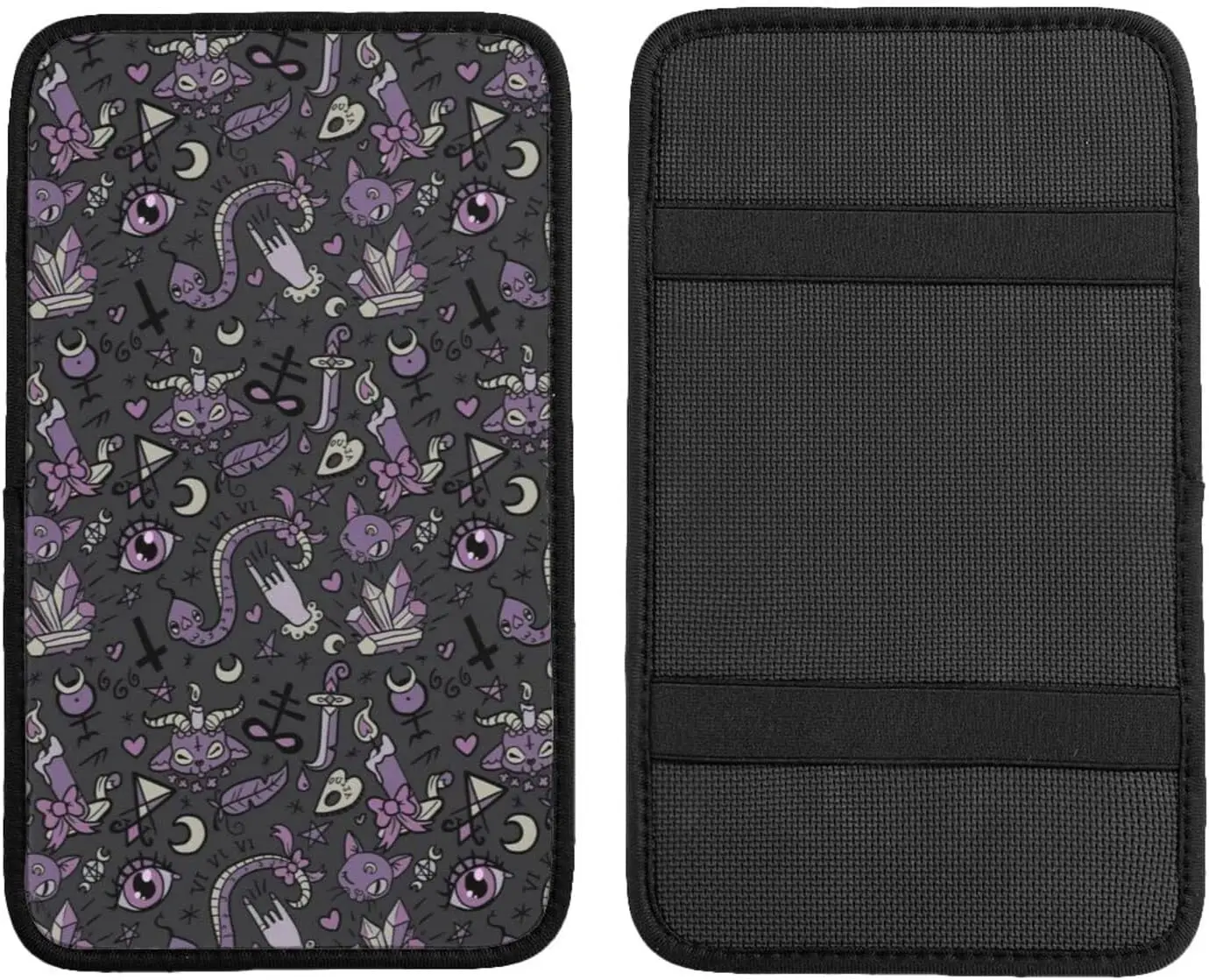 Purple Black Goth Spooky Car Armrest Cover Auto Center Console Pad Car Armrest Cushion Handrail Box Universal Decoration Cushion