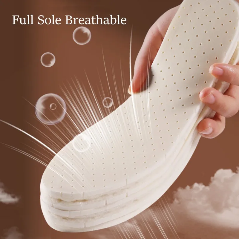 1Pair Wool Latex Insole Soft Plantar Fasciitis Insoles for Feet Comfort Warm Snow Boots Shoes Inserts Heating Non Slip Shoe Pads