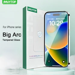 JMUYTOP Super big arc tempered glass For iPhone 15 14 pro MAX glass screen protector powerful Oil repellent coating accessories