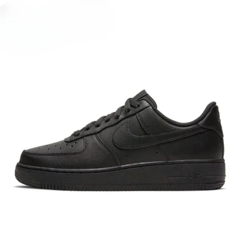 Original Nike Air Force 1 Low \'07 Schwarze Skateschuhe für Männer Frau Klassiker Ganz schwarze Casual Sneakers Af1 Sporttrainer