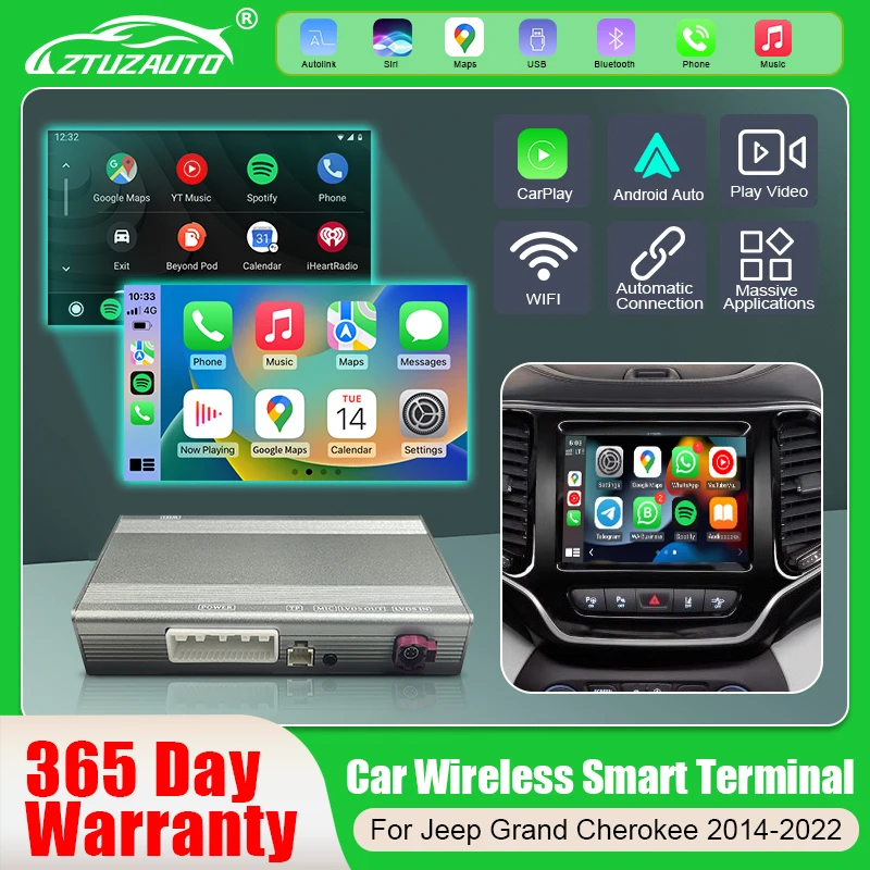 2024 Wireless Ai Box CarPlay Activated for Jeep Grand Cherokee Android Auto Upgrade Retrofit Mirroring Multimedia Navigation