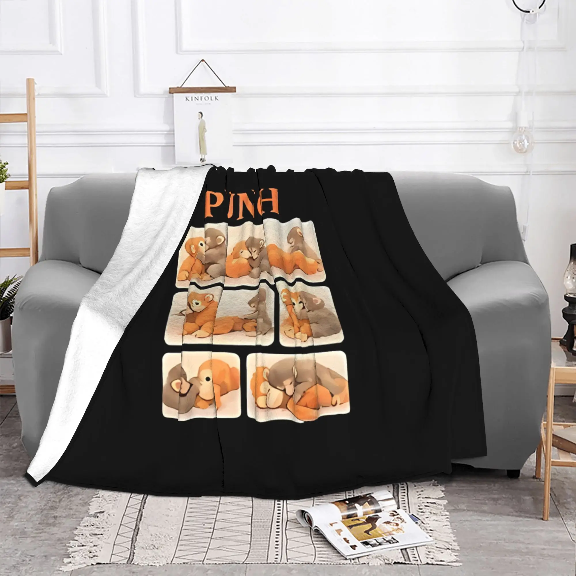 1PC home Cutecore Punch Monkey Cute monkey hugging plush Blanket Super Cosy Plush Home Living Room Sofa halloween