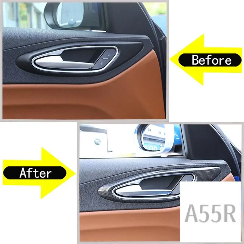 

5R-Dry Carbon Fiber For Alfa Romeo Giulia 2017 2018 2019 Car Interior Door Handle Frame Cover Trim Replacement Accessories