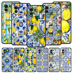 Mediterranean Lemon Phone Case For Xiaomi 13 12 11 Lite 12T 11T 10T 9T Mi Poco X5 M4 M3 X4 X3 Pro F5 F4 F3 GT 5G Black Cover