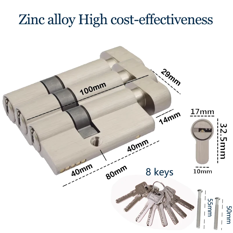 One Key Opens Multiple Lock Cylinders For 3ach Other Zinc Alloy Knob 70mm 80mm Grey Safety Door Lock eylinder Door Switch
