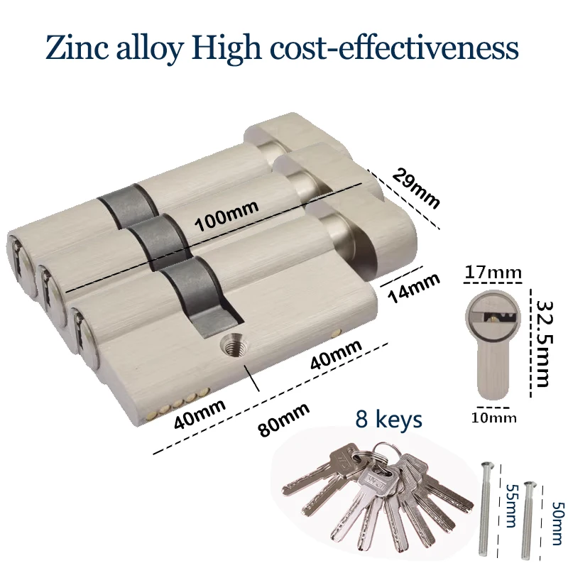 원 키 다중 잠금 실린더, 안전 문짝 잠금, 실린더 문짝 스위치, 3ach, 다른 아연 합금 손잡이, 70mm, 80mm, 회색