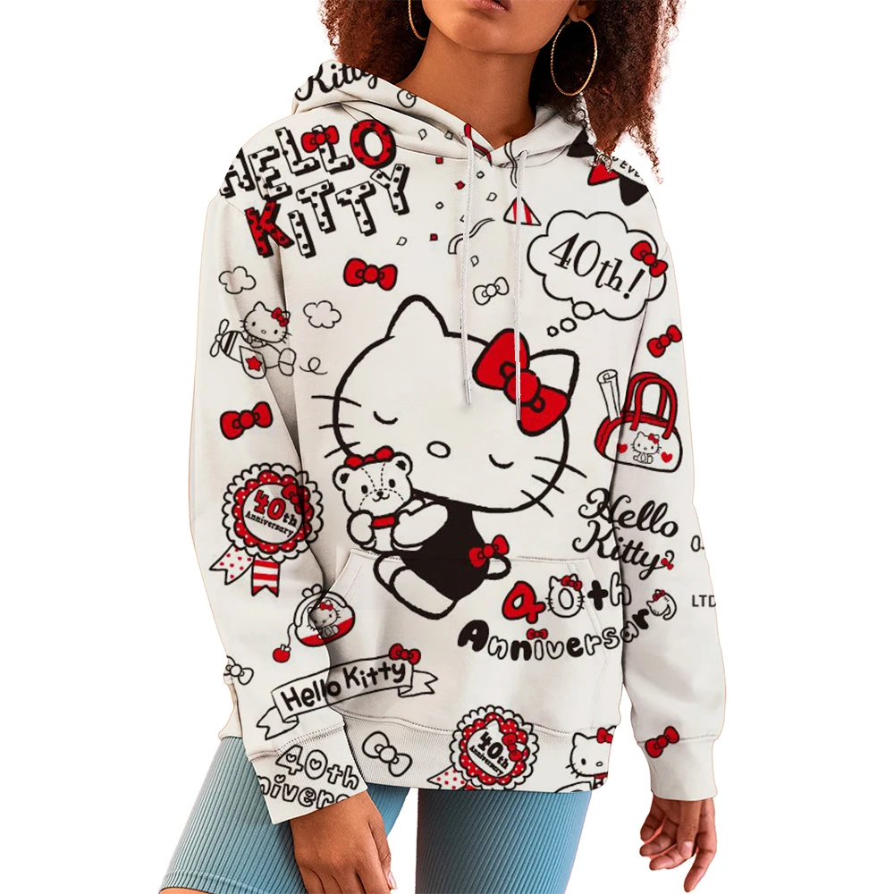 Women's Hello Kitty Hoodie, Women's Hoodie, Capuz Infantil, Harajuku, Girls, Sweatshirts, 3D