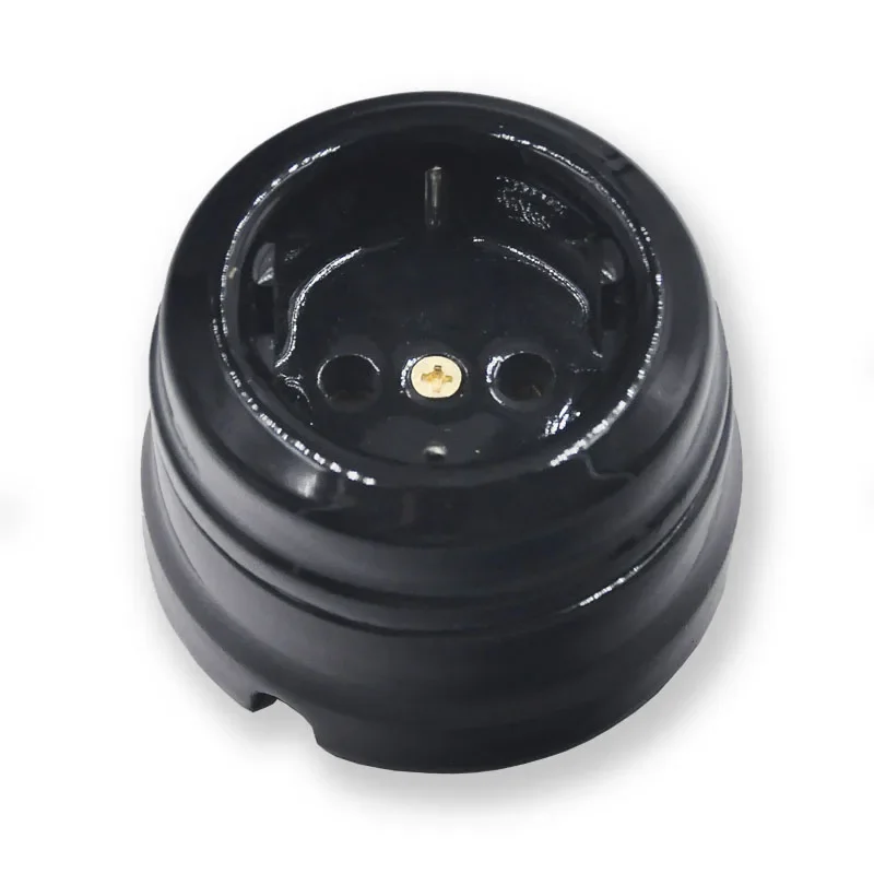 High Quality European Ceramic Socket EU Wall Outlet Black White Brown 16A 110-250V