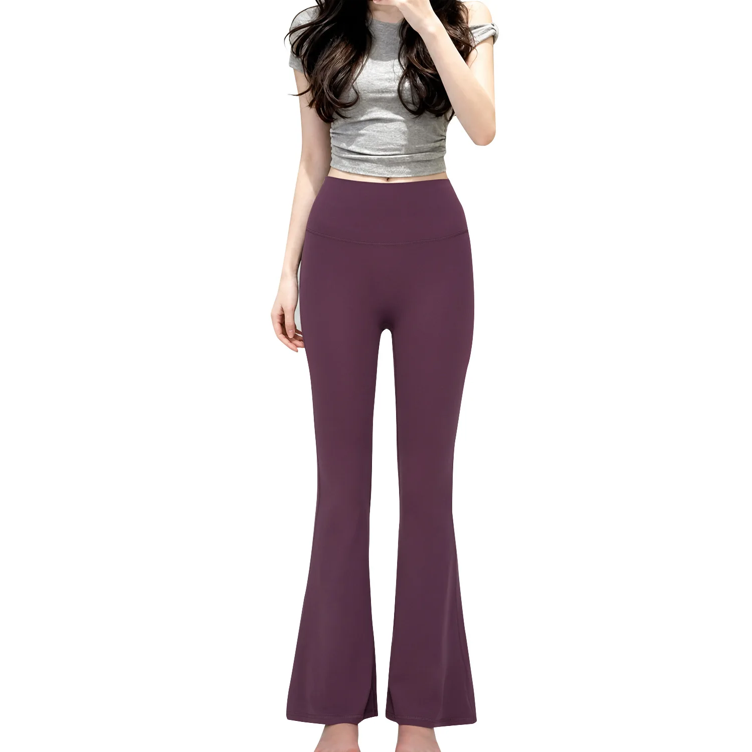 Picture 6: Zhejiang AiDu Fitness Yoga Pants High Waist Long Pants Women's Fashionable Nine-Piece Flare Pants Sensation Pilates Summer