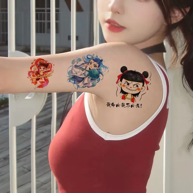 

Ne Zha Tattoo Stickers Ao Bing Cartoon Anime Cute Kids Stickers Waterproof Long Lasting Kids toys holiday gift for men and women