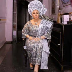 Nigerian Tulle with Sequins Embroidery, Lace Fabric, Beads, Stone Prom Dresses, Sewing, High Quality, 2024, PS0051, 5Yards