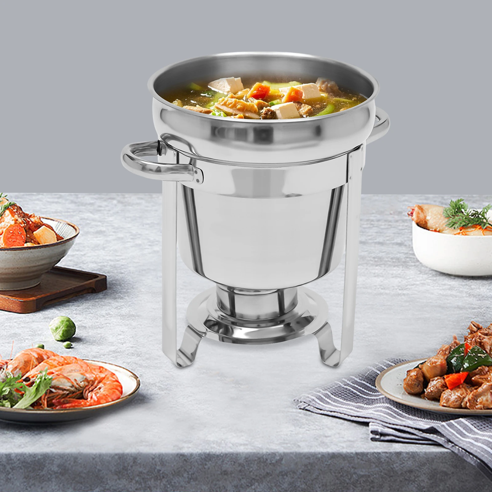 

7L Stainless Steel Soup Warmer Pot, Medium Size with Lid - 7.4Qt Capacity, Portable for Outdoor Camping, Catering & Party Buffet