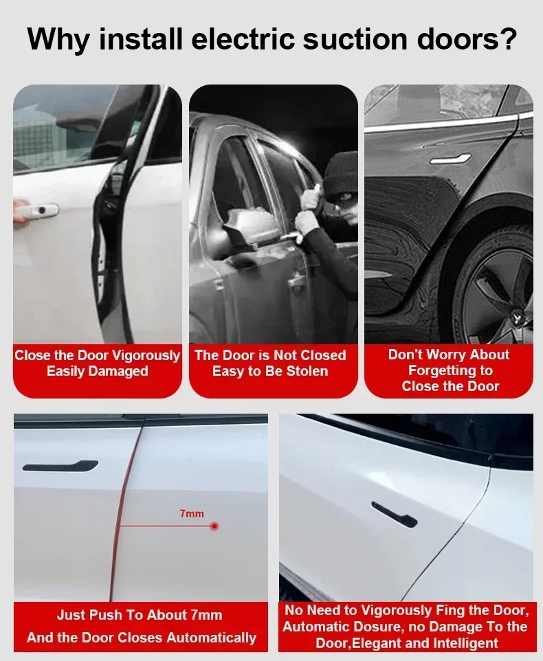 Smart Electric Suction Door Lock 2024 Model 3 Highland for Tesla ModelY Automatic Soft Close Anti Pinch Super Silence Accessorie