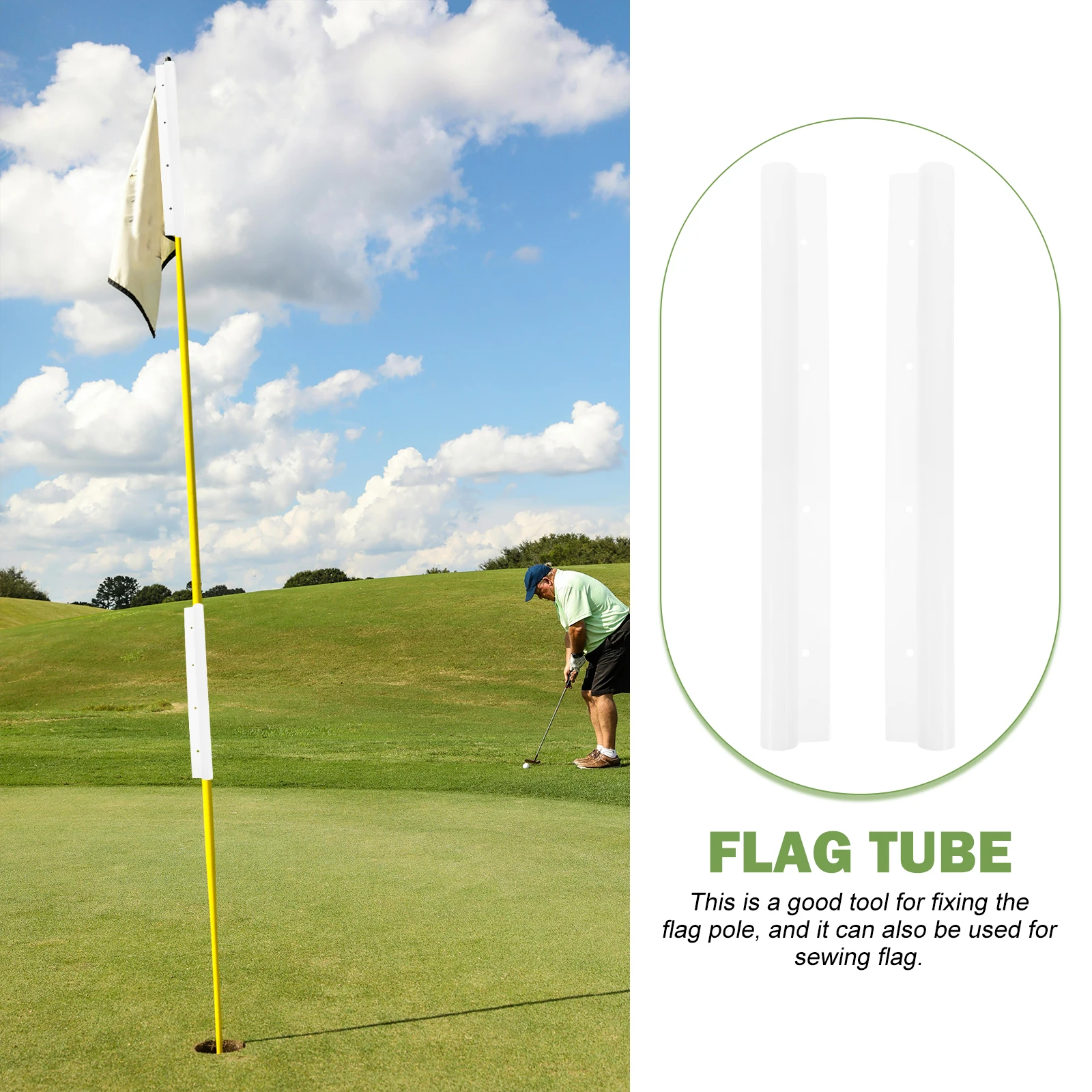 

2PCS Flagpole Tubes for Golfing Practical Sewing Tools Portable Marker Poles Plastic Fixing Tubes Golf Training Accessories