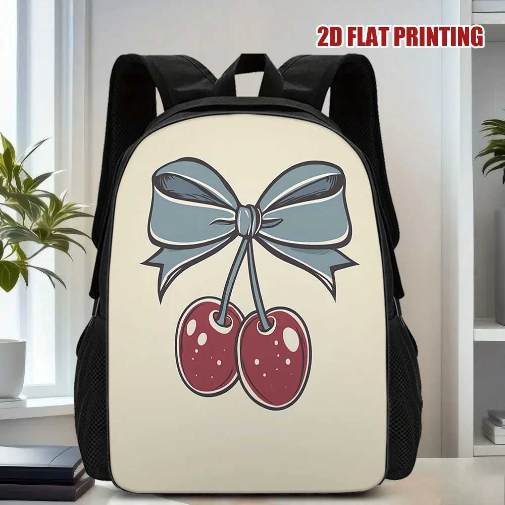 

A cherry bow decorative backpack, convenient and practical, very suitable for shopping, school and daily use