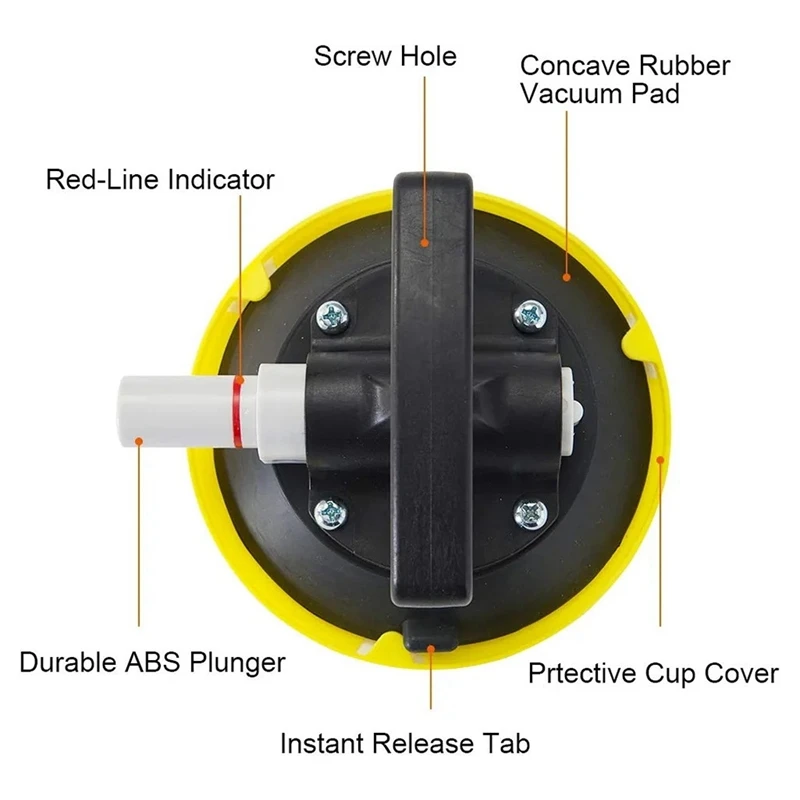 4.5 Inch Suction Cup Pump T-Handle Vacuum Lifter With Concave Plate For Flat/Curved Surface