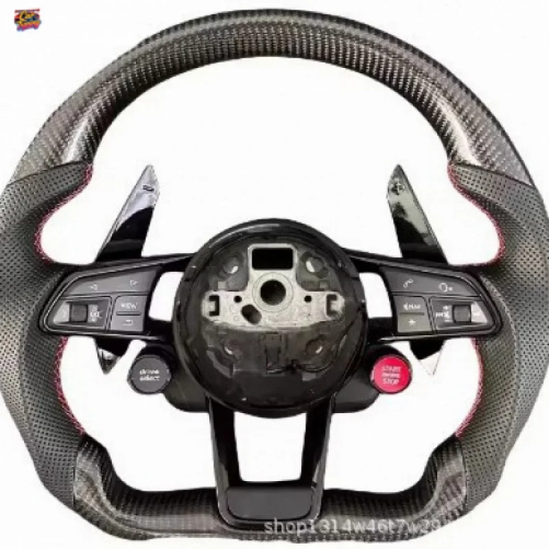 

Suitable for Audi RS performance model carbon fiber steering wheel, genuine leather, with one-touch start and driving mode knob