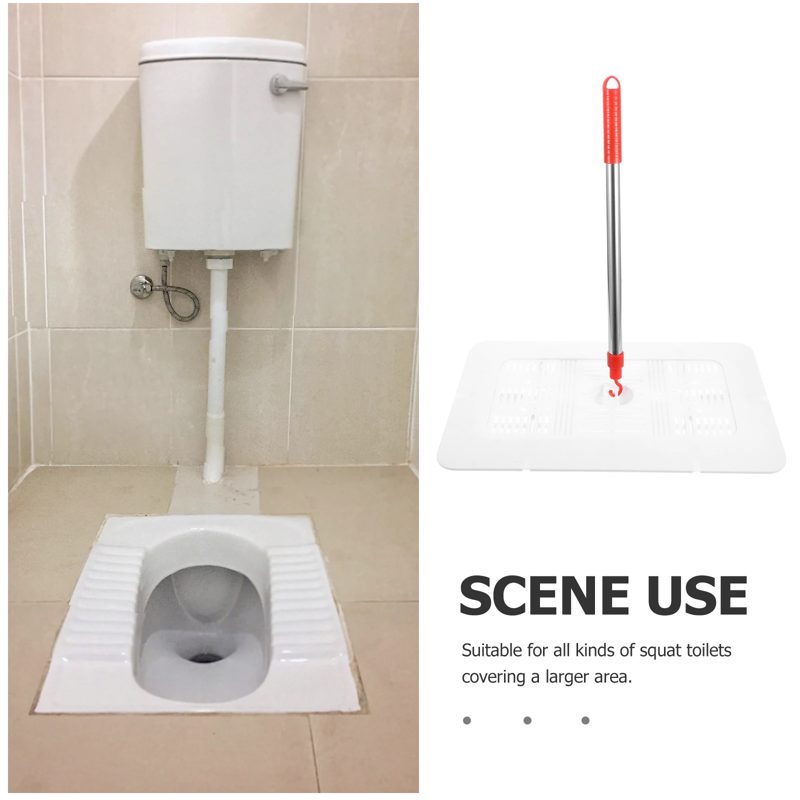 

1Set Anti-Odor Squat Toilet Top Cover Handle Design Practical Bathroom Squatting Pan Board Easy Install Comfortable Grip