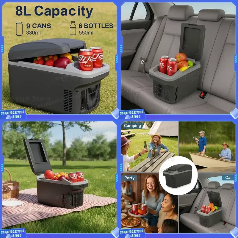 New 8L Car Fridge Electric Cooler with Heating/Cooling Vehicle Fridge 12v Portable for Car Portable Car Freezer