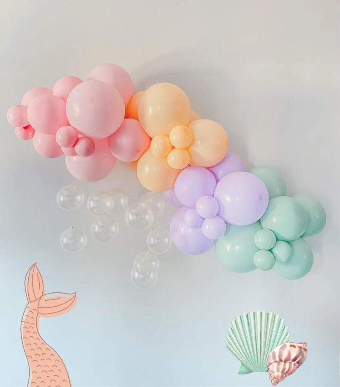 Mermaid Balloon Party Garland Arch Kit Under the Sea Pastel Rainbow Seashell Splash Birthday Baby Shower Balloon Decoration