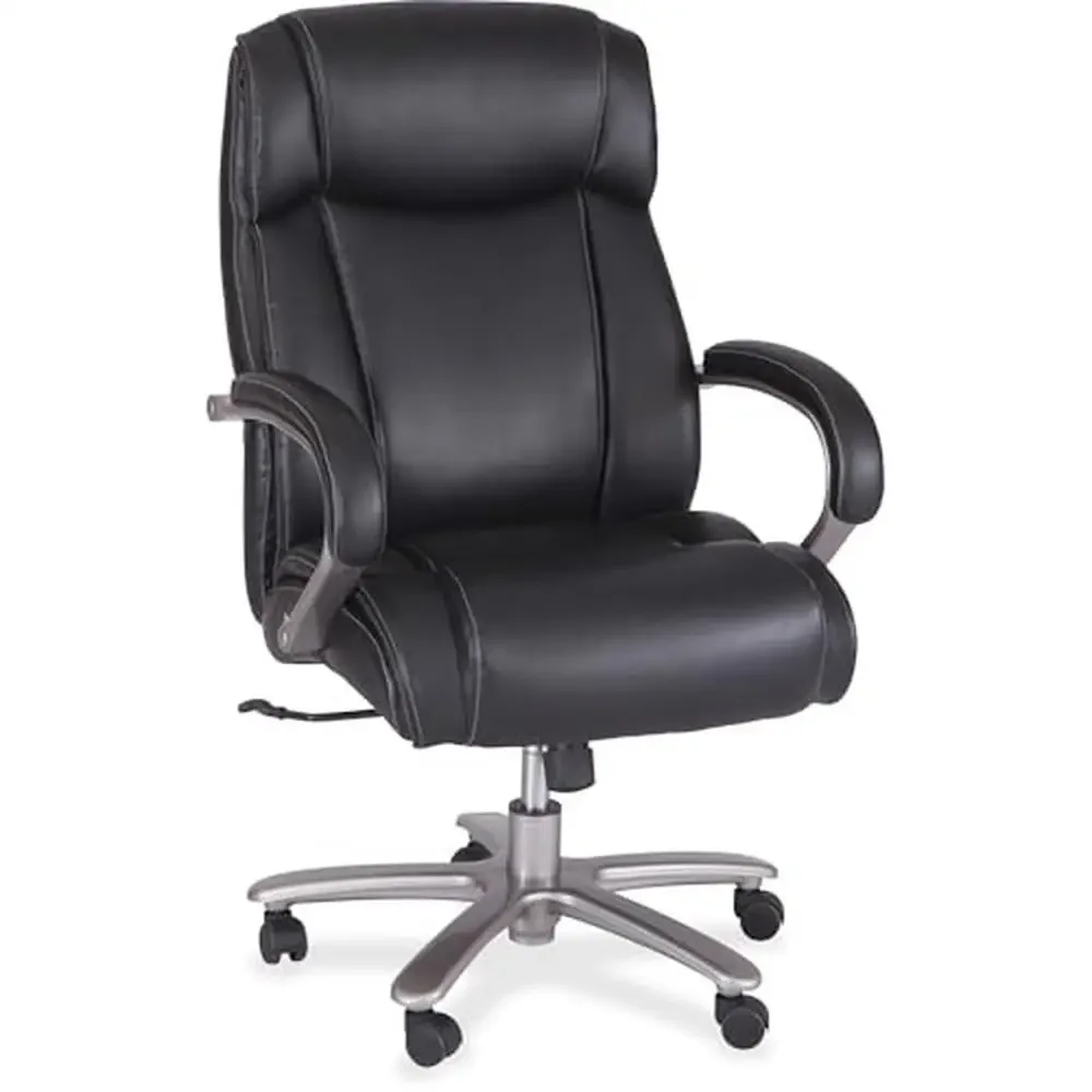 

Swivel Executive Task Chair Bonded Leather Seating Adjustable Height 500lb Capacity Chrome Metal Armrests Ergonomic Support