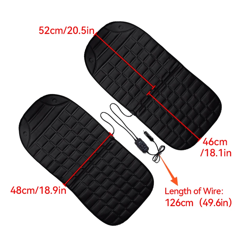 12V Car Heated Seats Winter Seat Heater Cushion Covers 2 Gear Adjustable Temperature Electric Heating Pads Universal