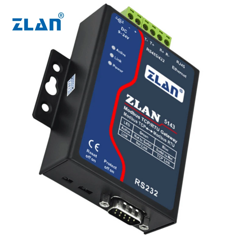 ZLAN5143 RS232อัตรา Baud RTU Modbus Serial Converter