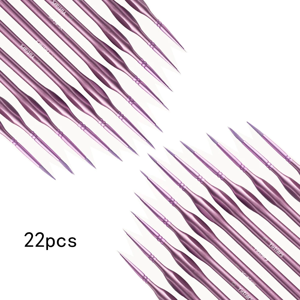 

22pcs Precision Purple Detail Paint Brush Set, Triangular Grip Wood Handle Art Brushes, Small Fine Tip Paintbrushes for Acrylic