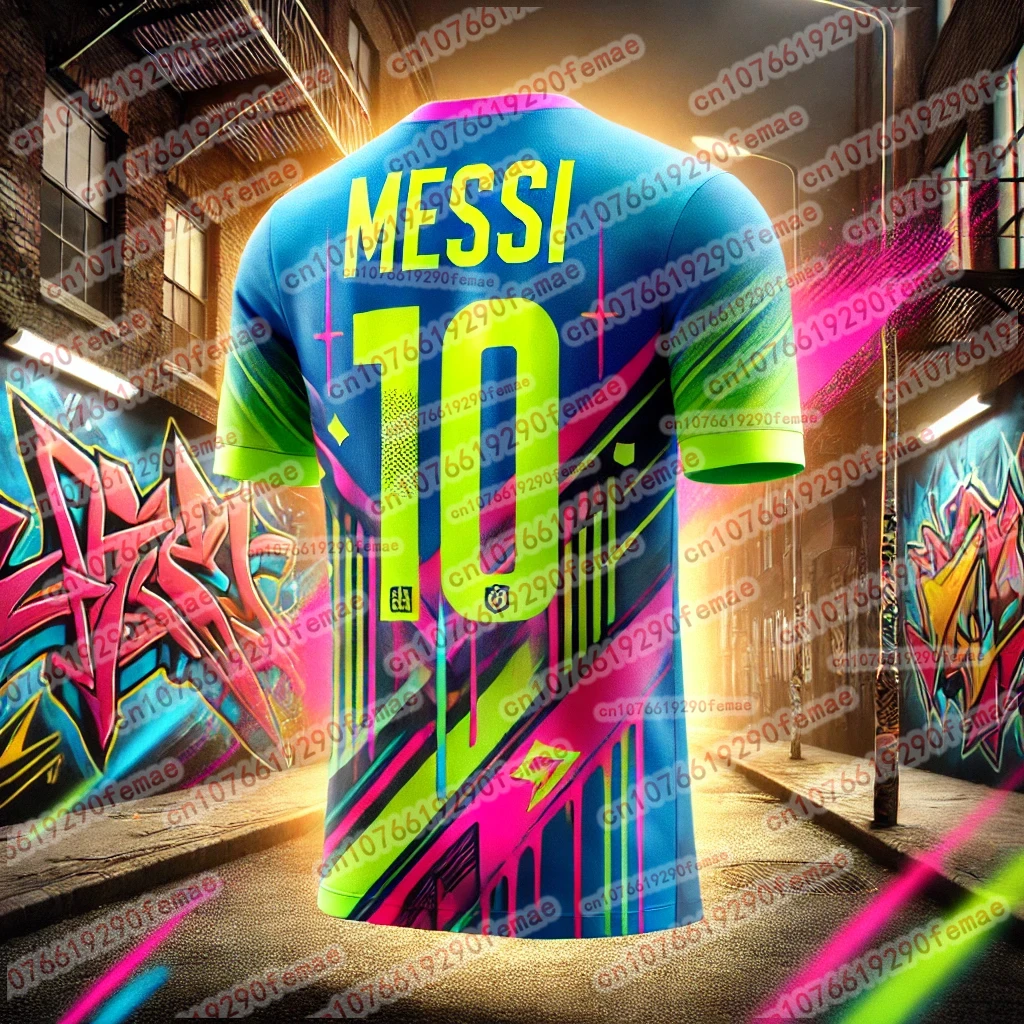 تي شيرت كلاسيكي من Messi Fashion مطبوع عليه مجموعة Graffiti التذكارية إصدار كرة القدم الرياضية جيرسي مريح يوميًا #1
