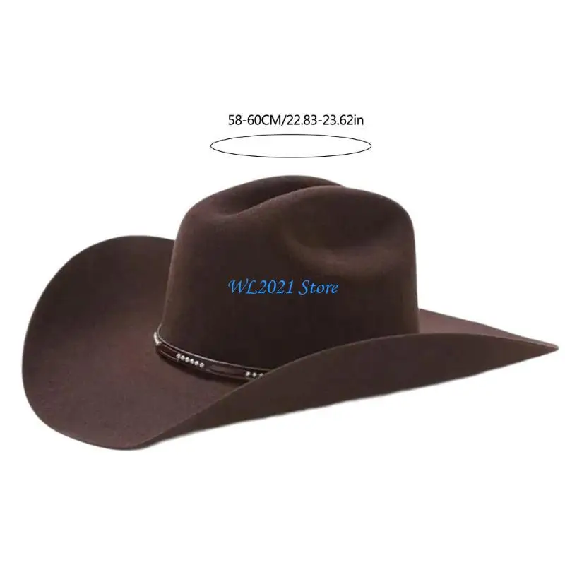 G5GC قبعة صوف كلاسيكية قبعات رعاة البقر القهوة للسفر للتجمعات في الهواء الطلق عطلة #6