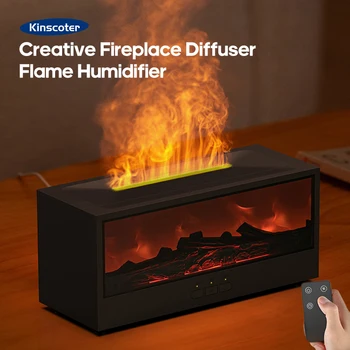 Bunter Flammenkamin-Aroma-Diffusor, wasserloser Auto-Off-Luftbefeuchter mit Timer-Fernbedienung für Zuhause, Schlafzimmer, kreatives Geschenk